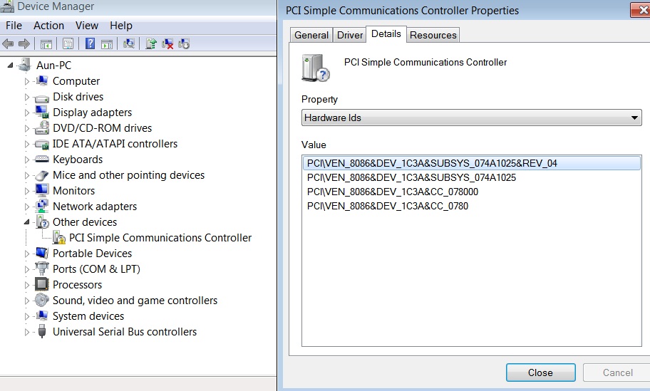 intel pci simple communications controller driver windows 7 64 bit